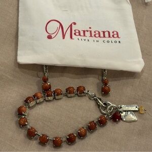 Mariana Brown Glitter Bead Bracelet with Silver Accents & Pierced Earrings